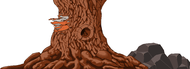 Large tree near the end of the game, where the bird's nest is