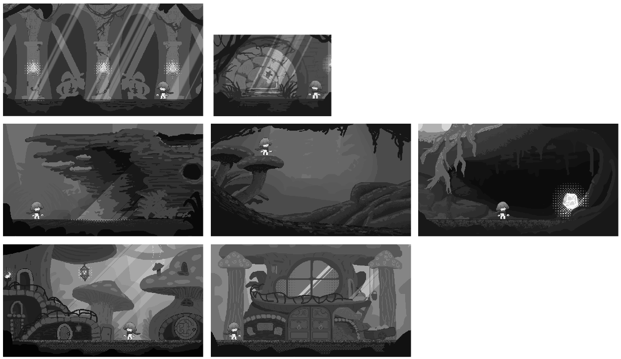 Value sketches for background art