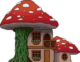 one of the houses in the village, built next to a tree in a more modern style