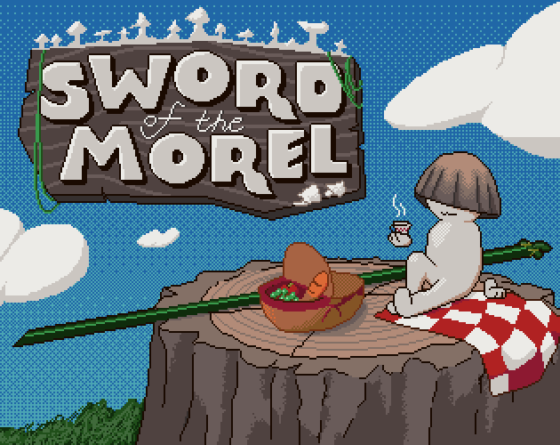 cover art for the game, with Mica sitting on a stump with his grass sword
